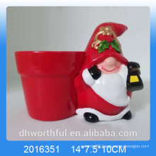 Terracotta Christmas santa ceramic flower pot for garden